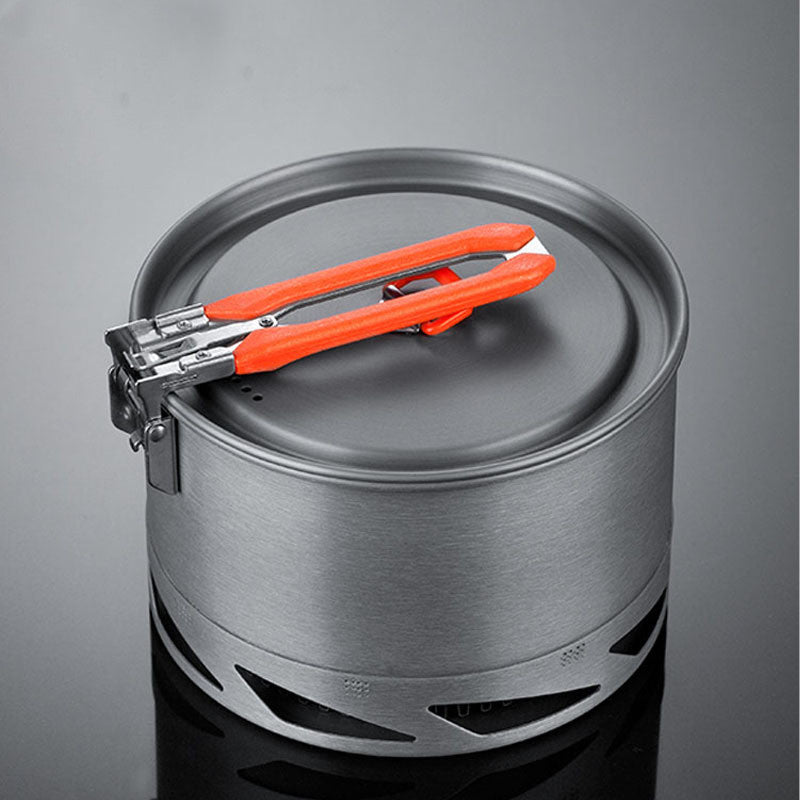 Camping Cookware Set with Heat Exchanger Pot & Kettle (Hard Anodized Aluminum)