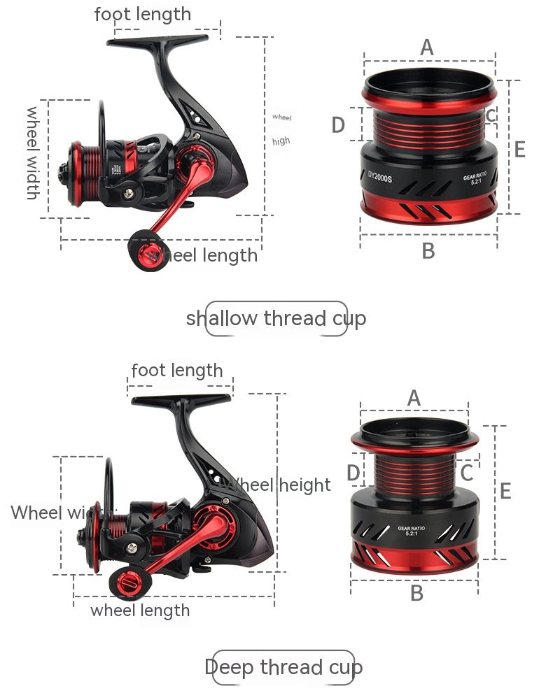 All Metal Double Crank Spinning Fishing Reel Lure Wheel