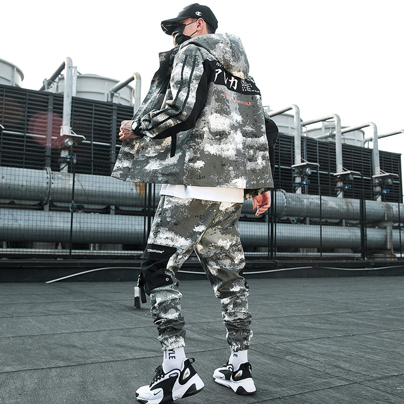 Men’s Loose Fit Camouflage Utility Jacket Suit