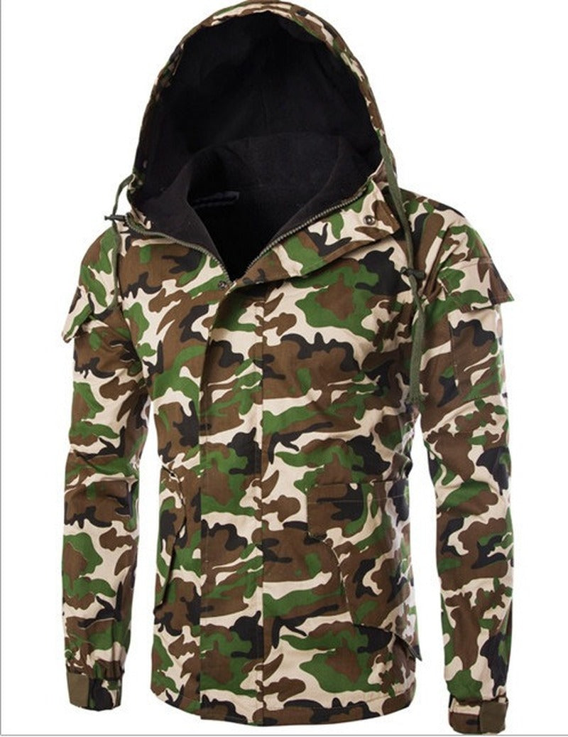British Camouflage Hooded Jacket Trendy Men's Outerwear