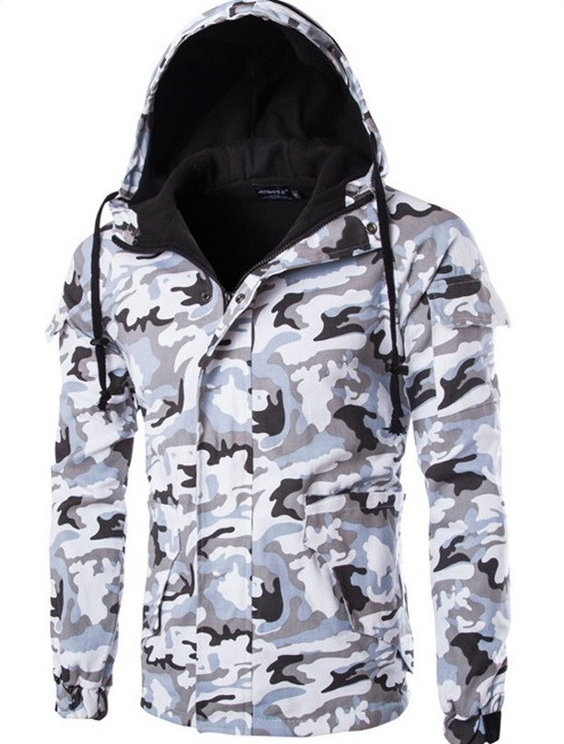 British Camouflage Hooded Jacket Trendy Men's Outerwear