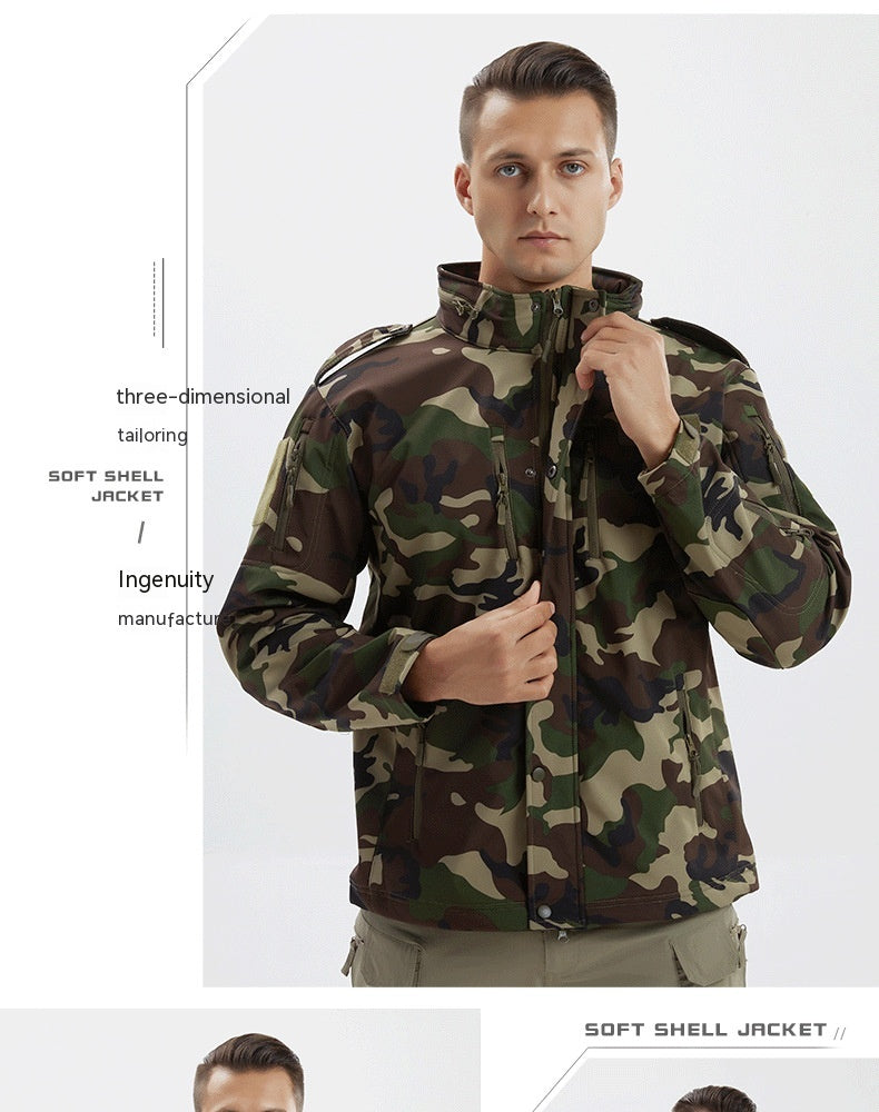 Men’s Camouflage Waterproof Fleece Soft Shell Jacket