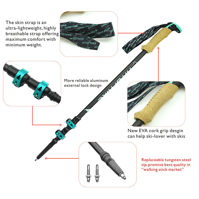 External Lock Straight Handle Trekking Pole Sports Travel