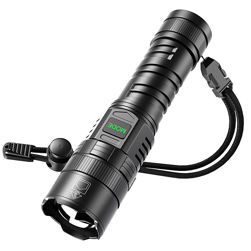 USB Rechargeable Zoom Display Portable Camping Flashlight