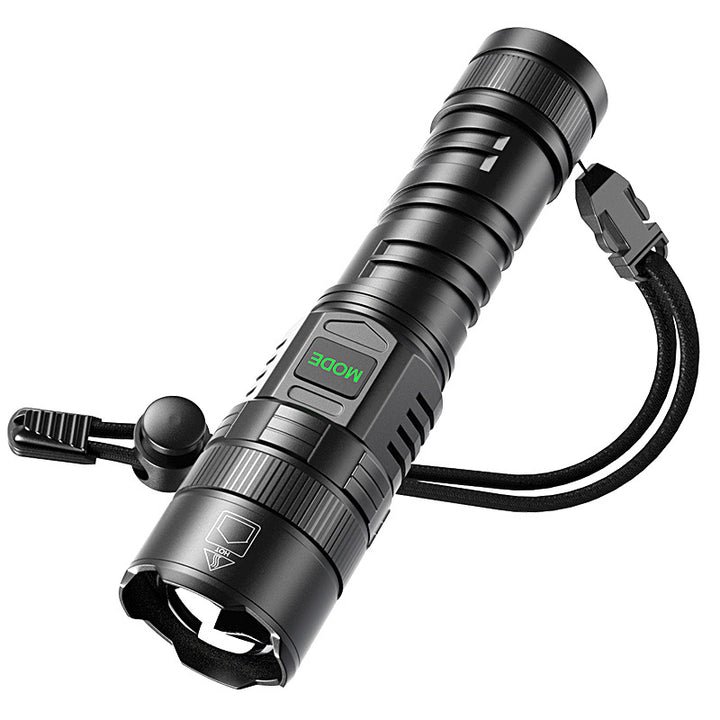 USB Rechargeable Zoom Display Portable Camping Flashlight