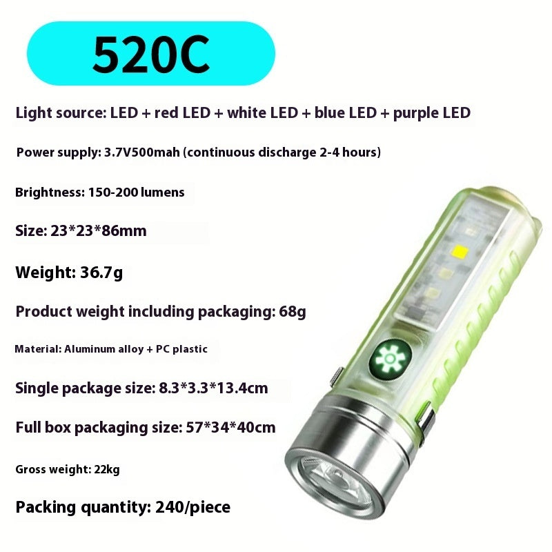Rechargeable UV Laser Flashlight Waterproof Camping Pocket LED Lamp
