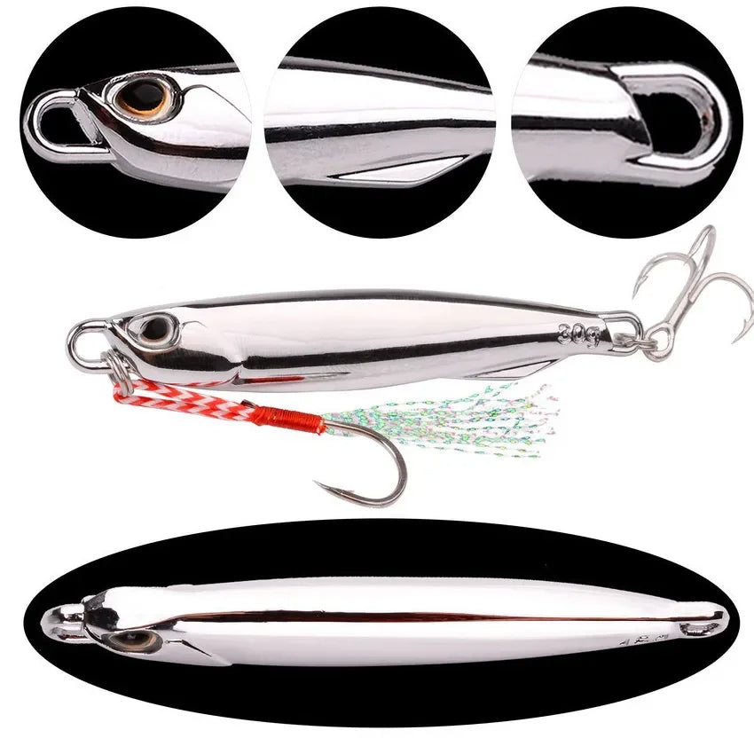 15G Silver Metal Jig Sea Fishing Lure Saltwater Bass Tackle