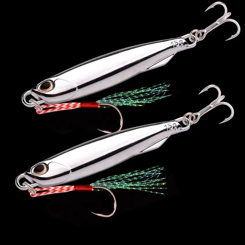15G Silver Metal Jig Sea Fishing Lure Saltwater Bass Tackle