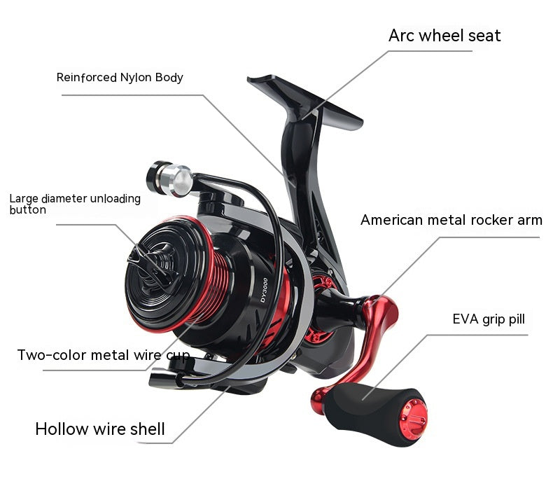 All Metal Double Crank Spinning Fishing Reel Lure Wheel