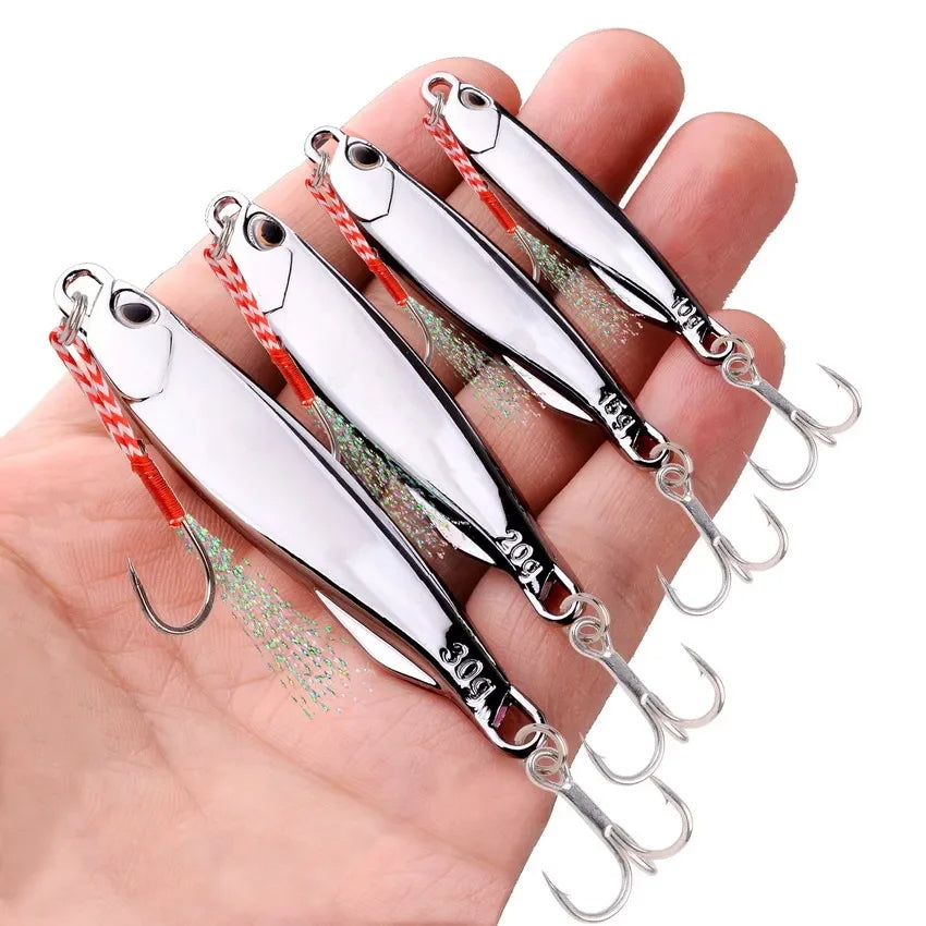 15G Silver Metal Jig Sea Fishing Lure Saltwater Bass Tackle