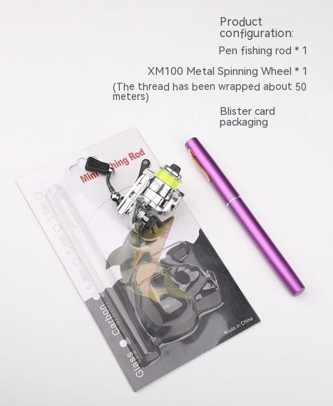 Mini Pen Fishing Rod With Metal Spinning Reel
