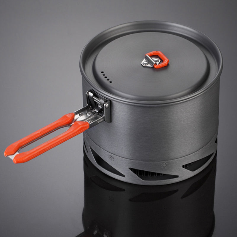 Camping Cookware Set with Heat Exchanger Pot & Kettle (Hard Anodized Aluminum)