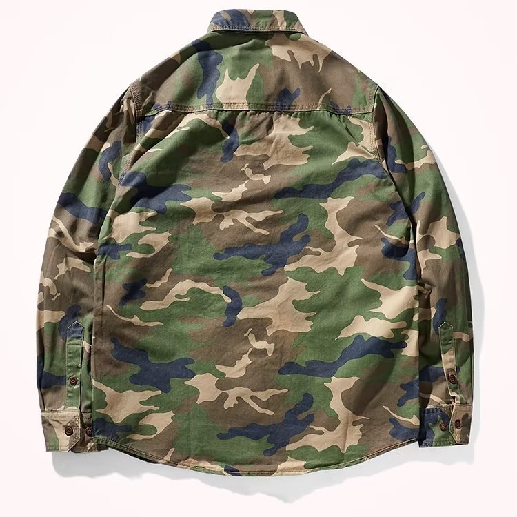 Men’s Distressed Washed Camouflage Casual Jacket