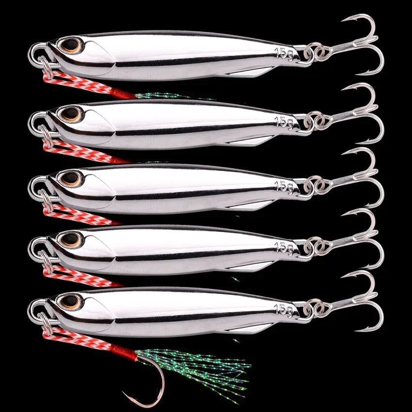 15G Silver Metal Jig Sea Fishing Lure Saltwater Bass Tackle