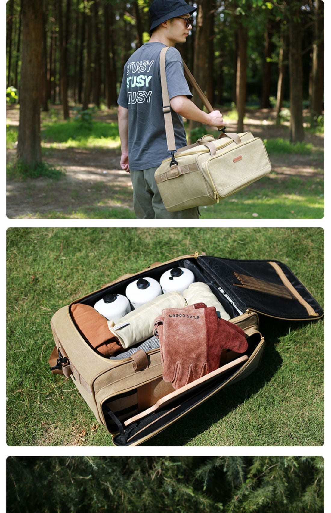 Outdoor Camping Cookware Set with Stove & Tableware Picnic Bag