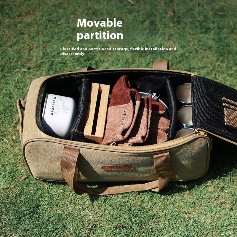 Outdoor Camping Cookware Set with Stove & Tableware Picnic Bag
