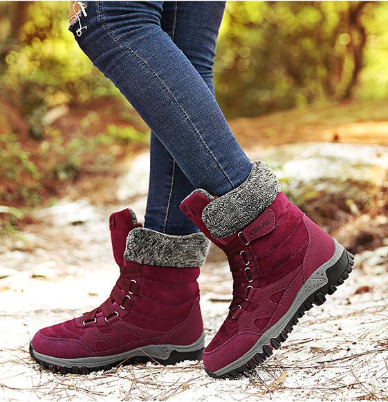 Women’s Winter Snow Ski Hiking Boots Warm Velvet Cotton