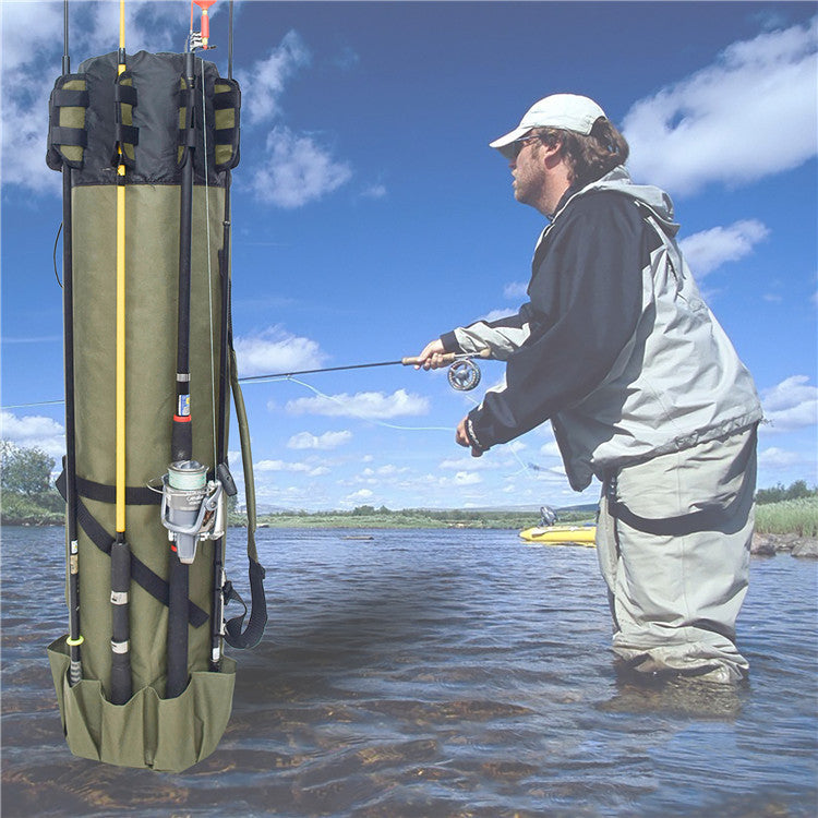 Cylindrical Fishing Rod Gear Storage Bag Durable Travel Case