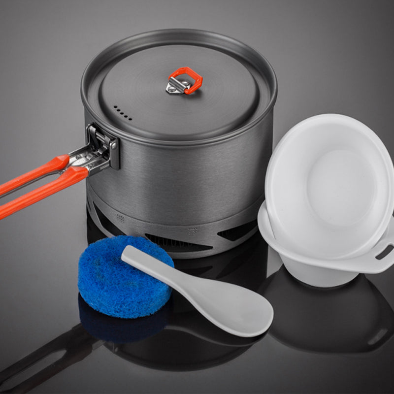 Camping Cookware Set with Heat Exchanger Pot & Kettle (Hard Anodized Aluminum)