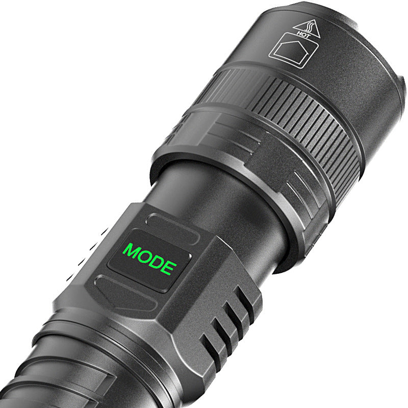 USB Rechargeable Zoom Display Portable Camping Flashlight