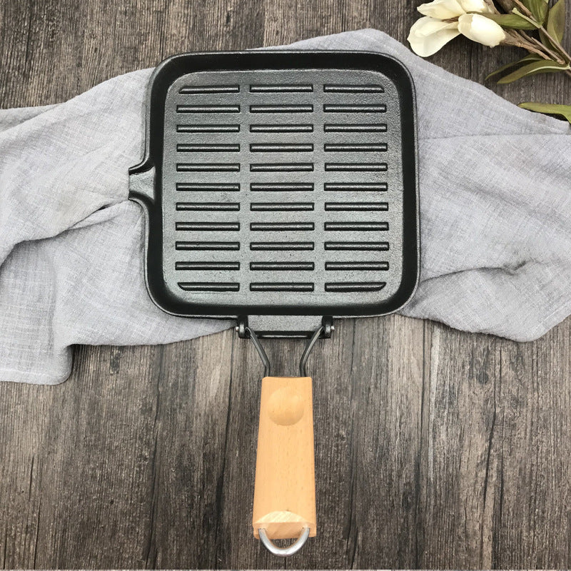 Cast Iron Folding Camping Steak Skillet Pan