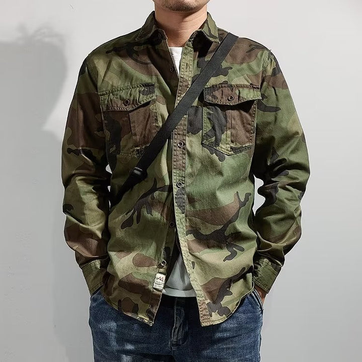 Men’s Distressed Washed Camouflage Casual Jacket
