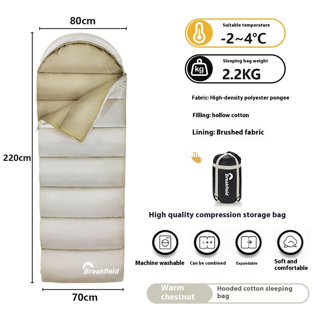 Four Seasons Waterproof Cotton Camping Sleeping Bag
