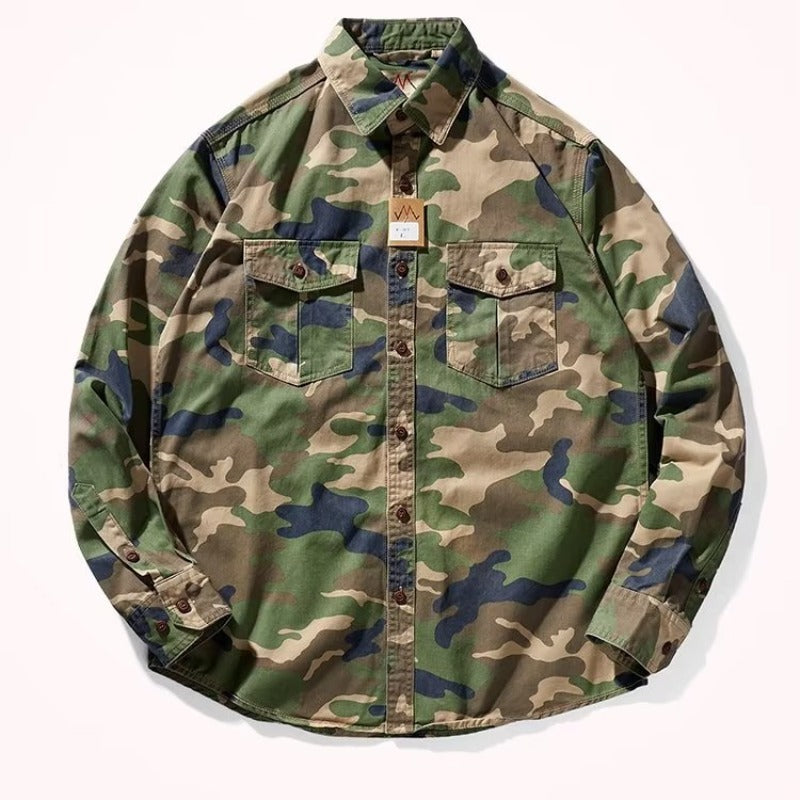 Men’s Distressed Washed Camouflage Casual Jacket