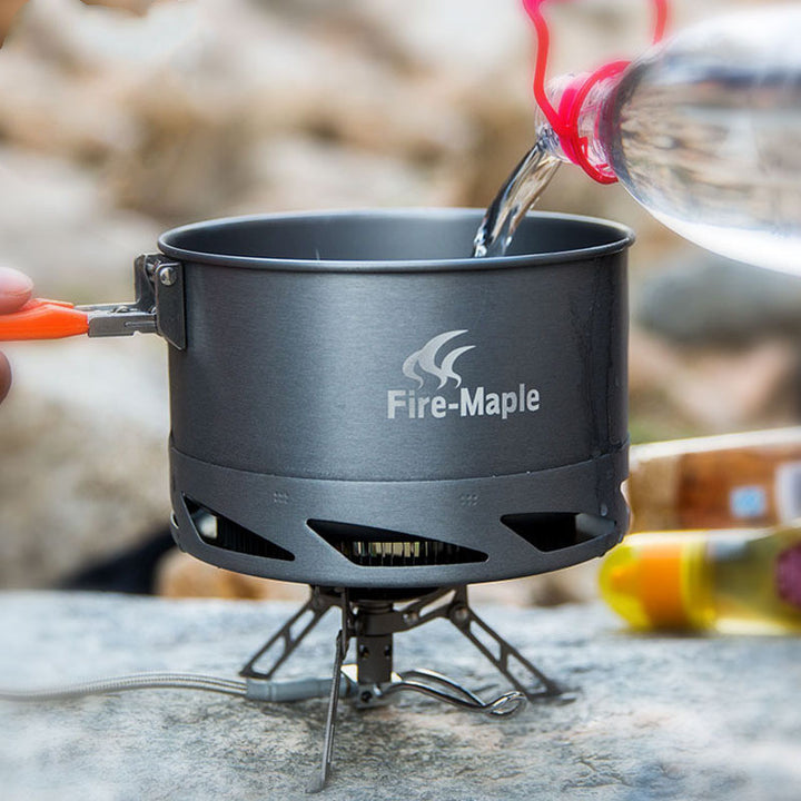 Camping Cookware Set with Heat Exchanger Pot & Kettle (Hard Anodized Aluminum)
